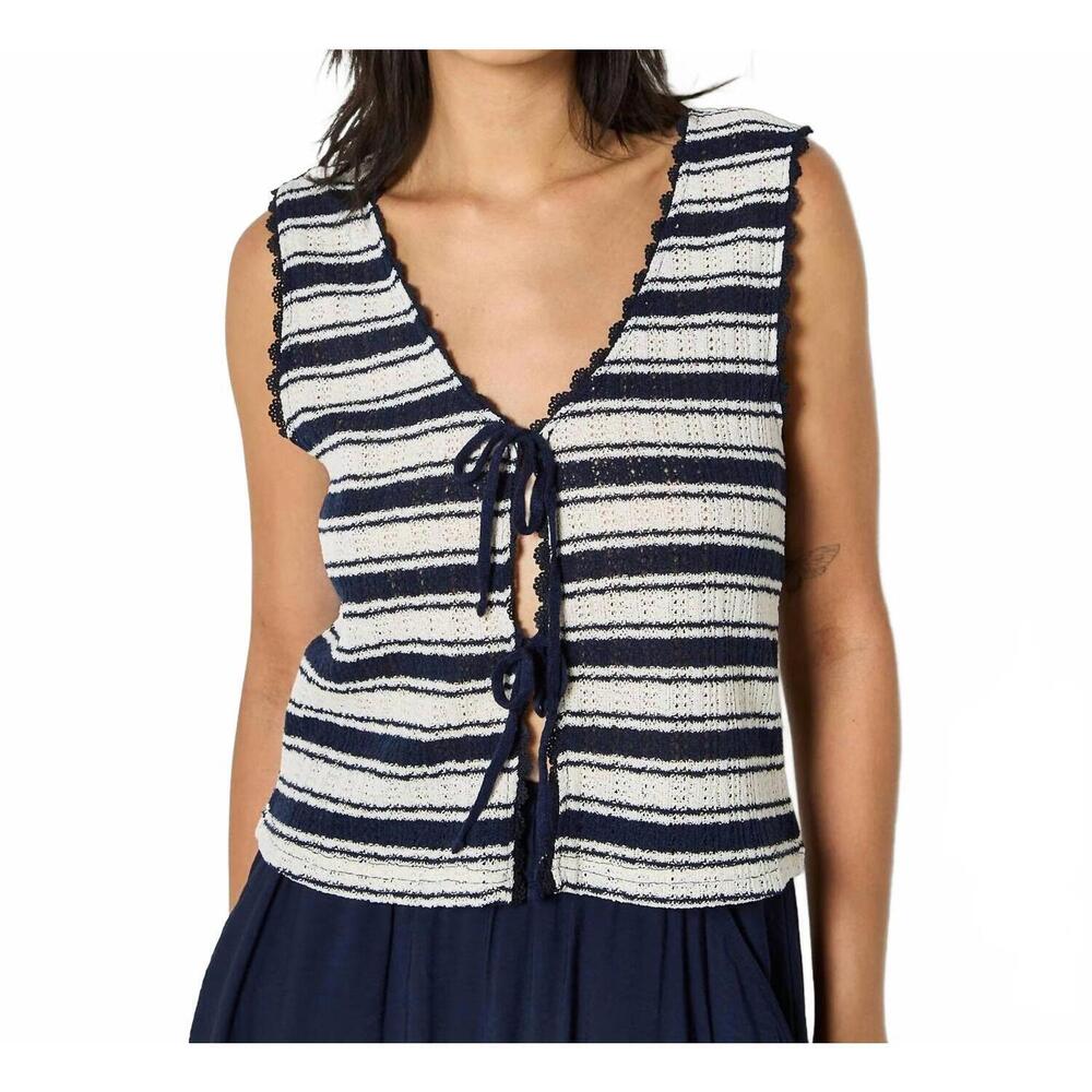 NEW APRICOT striped tie sleeveless top in blue